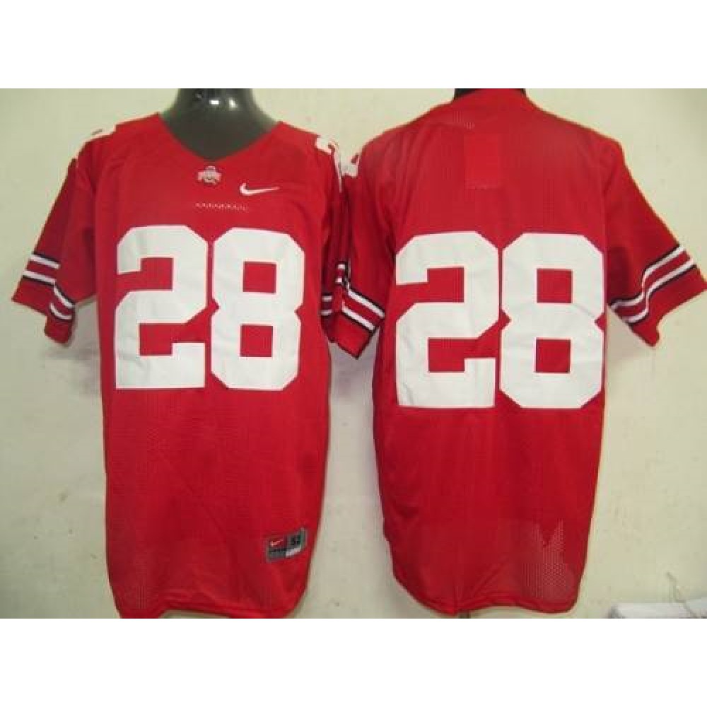 Buckeyes #28 Red Stitched NCAA Jersey 1