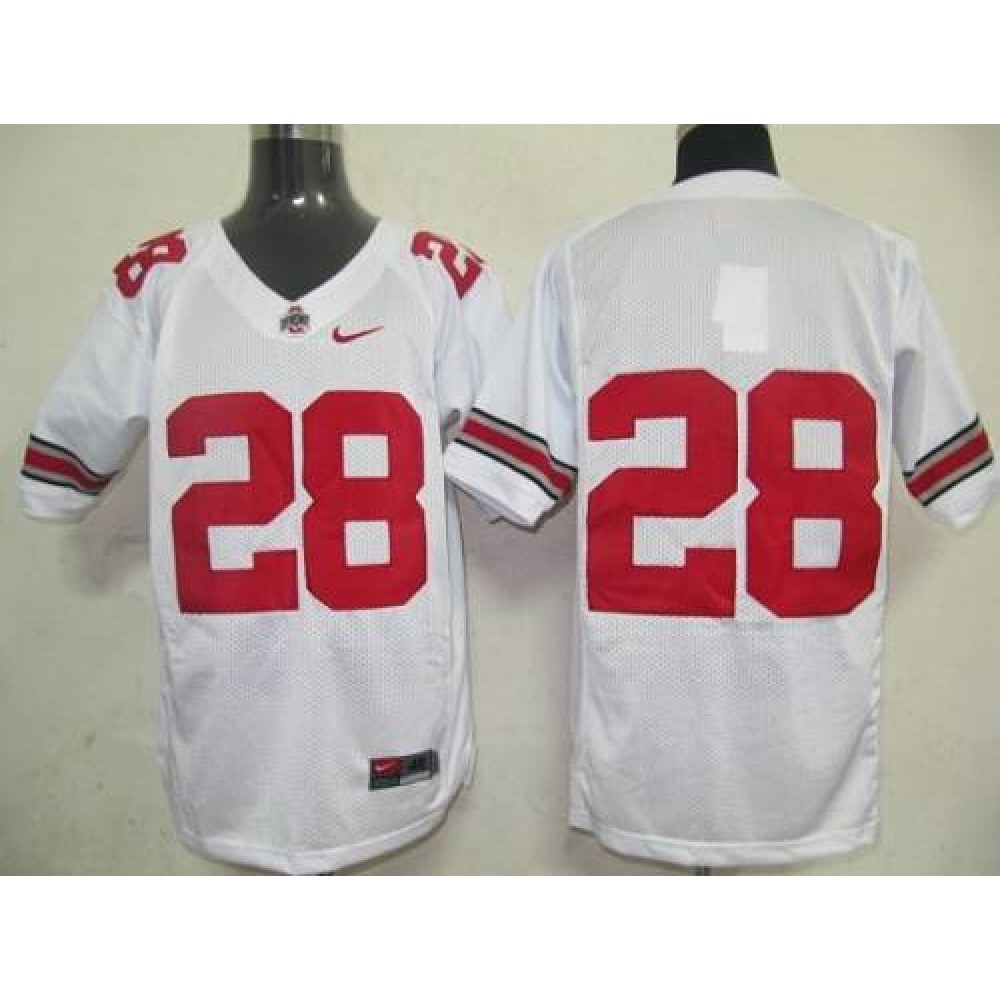 Buckeyes #28 White Stitched NCAA Jersey 1