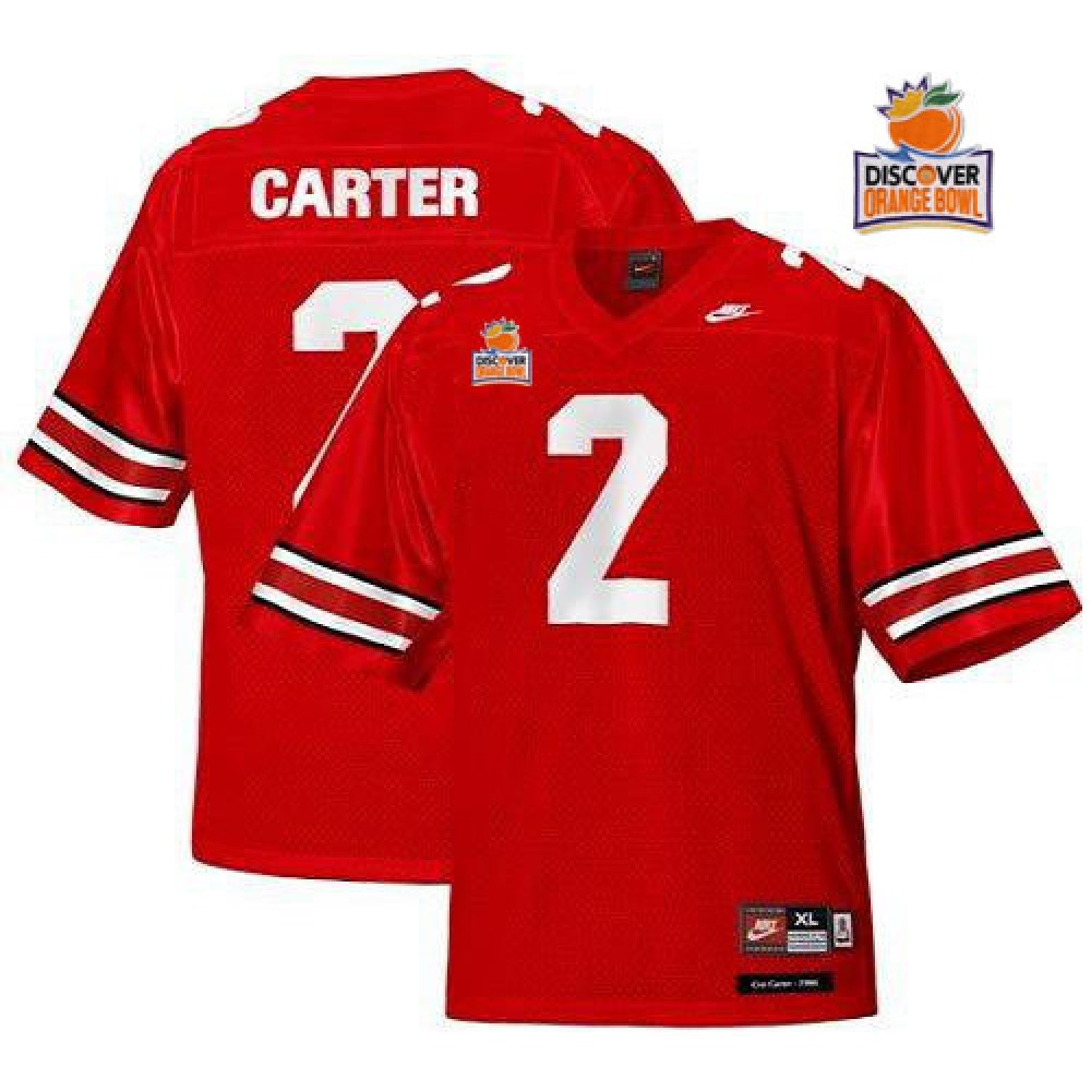 Buckeyes #2 Cris Carter Red Legends of the Scarlet & Gray Throwback 2014 Discover Orange Bowl Patch Stitched NCAA Jersey 1