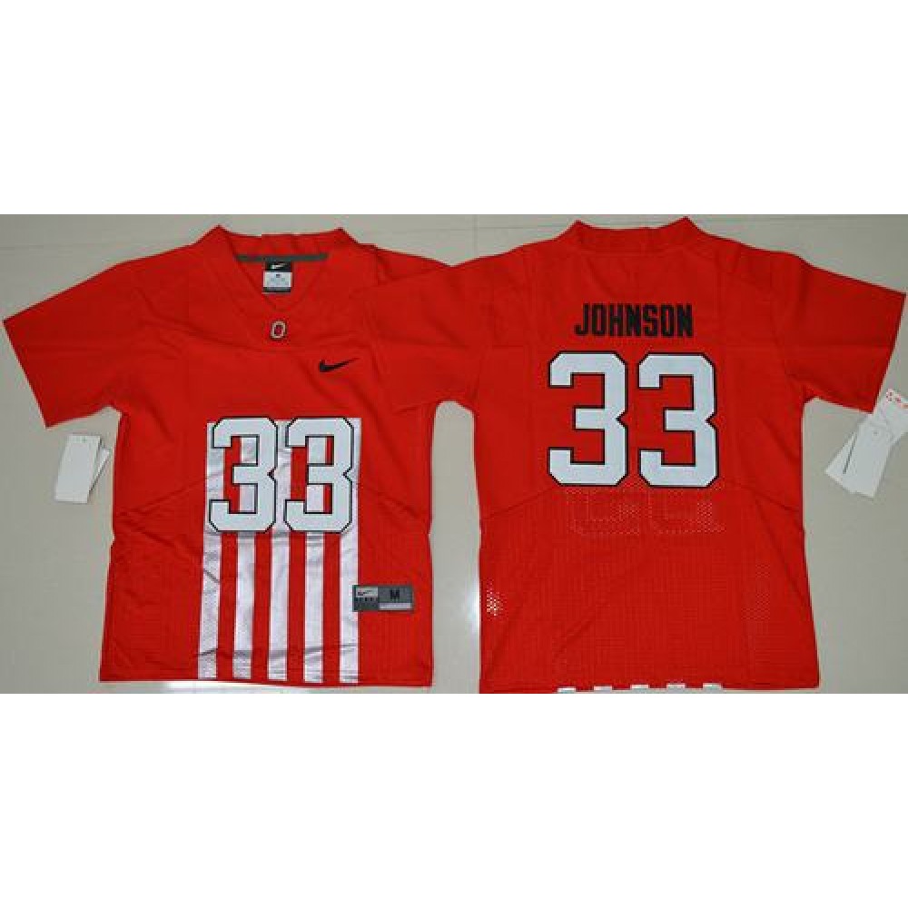Buckeyes #33 Pete Johnson Red Alternate Elite Stitched Youth NCAA Jersey 1