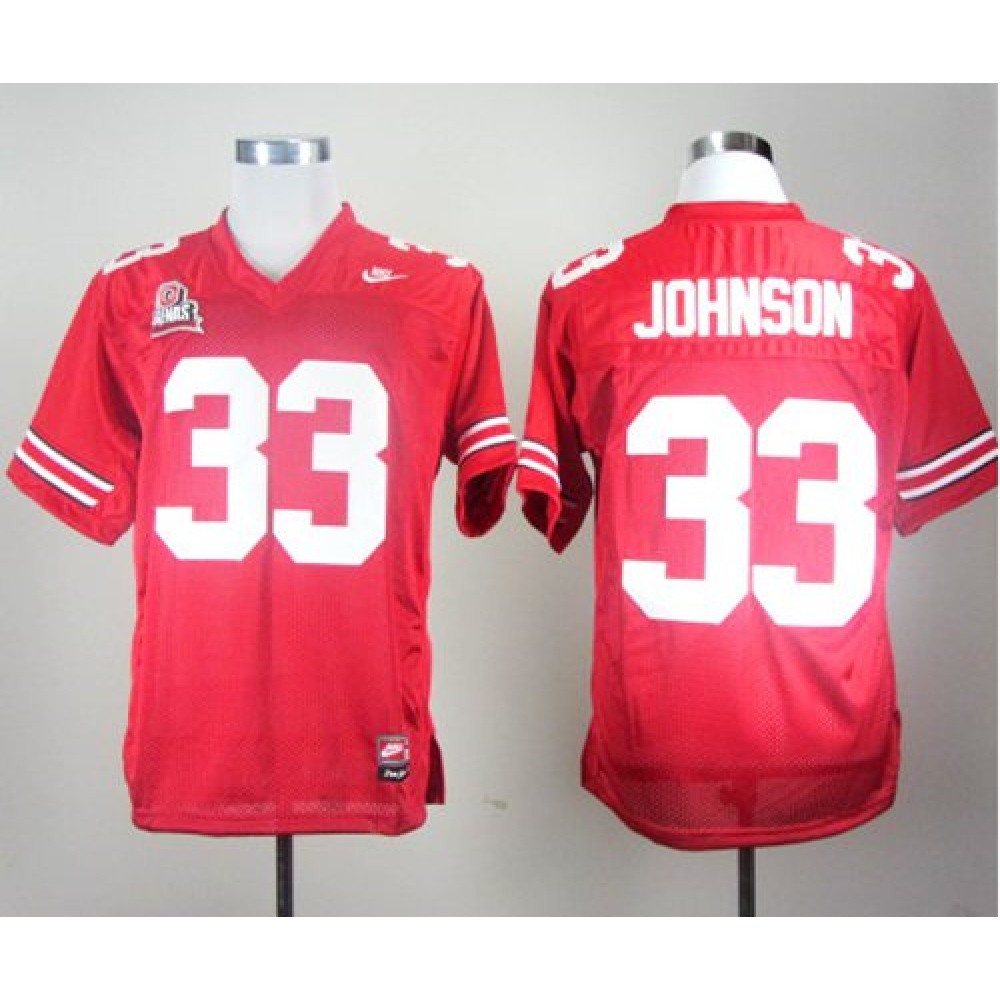 Buckeyes #33 Red Stitched NCAA Jersey 1