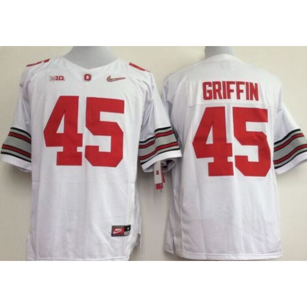 Buckeyes #45 Archie Griffin White Limited Stitched NCAA Jersey 1