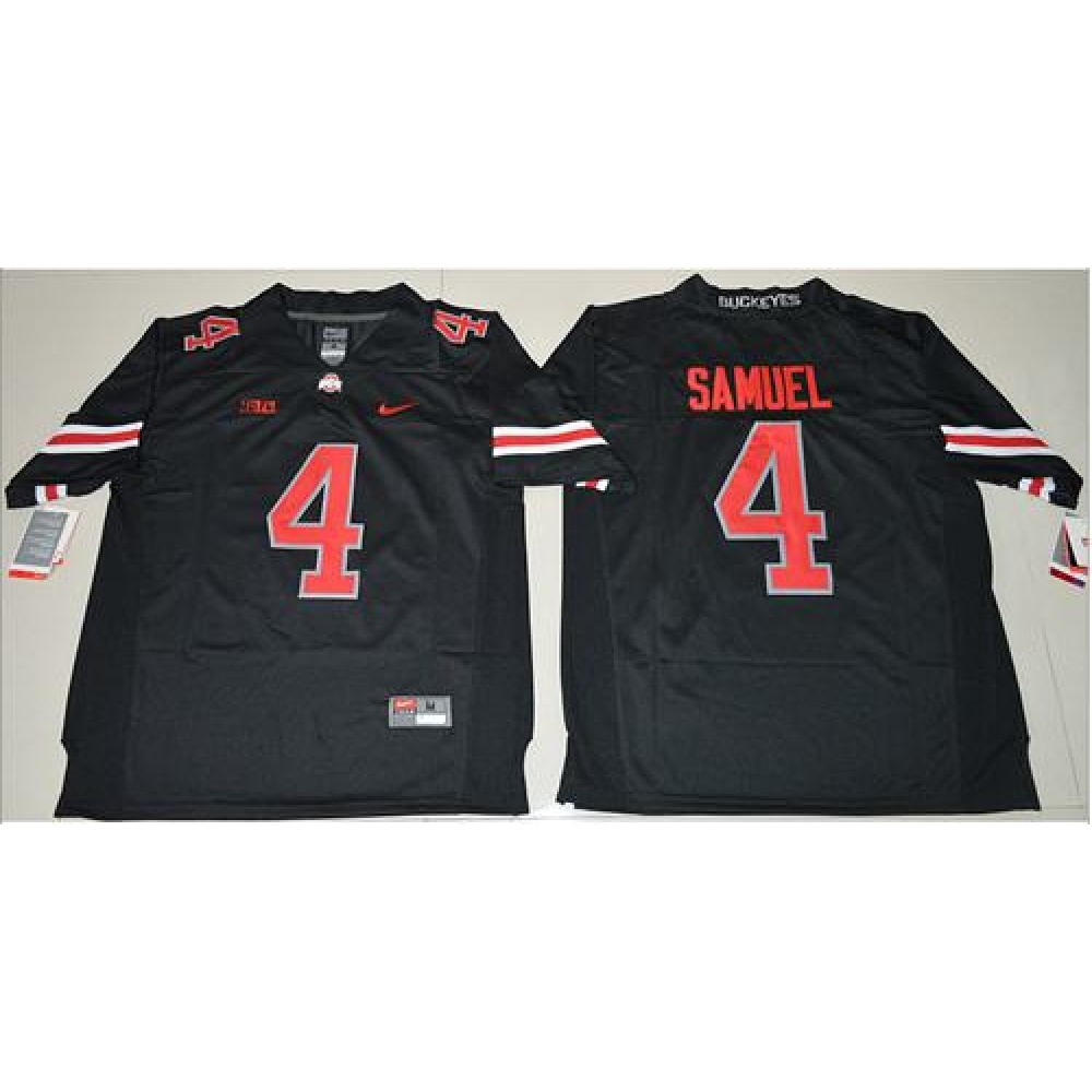 Buckeyes #4 Curtis Samuel Black(Red No.) Limited Stitched NCAA Jersey 1