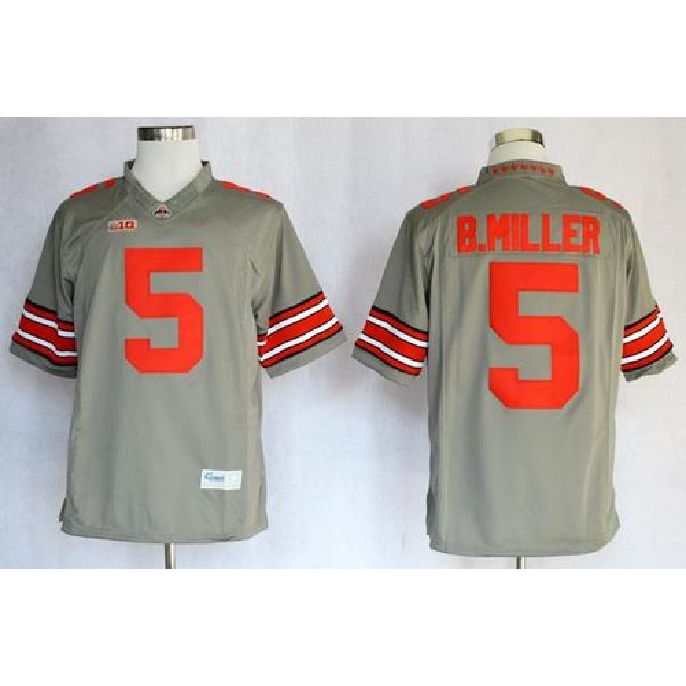 Buckeyes #5 Braxton Miller Grey Limited Stitched NCAA Jersey 1