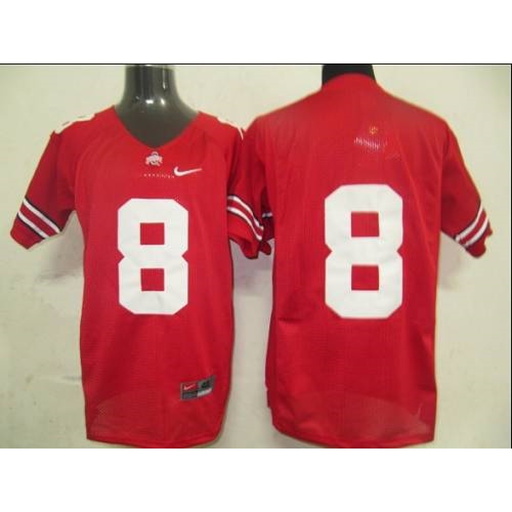 Buckeyes #8 Red Stitched NCAA Jersey 1