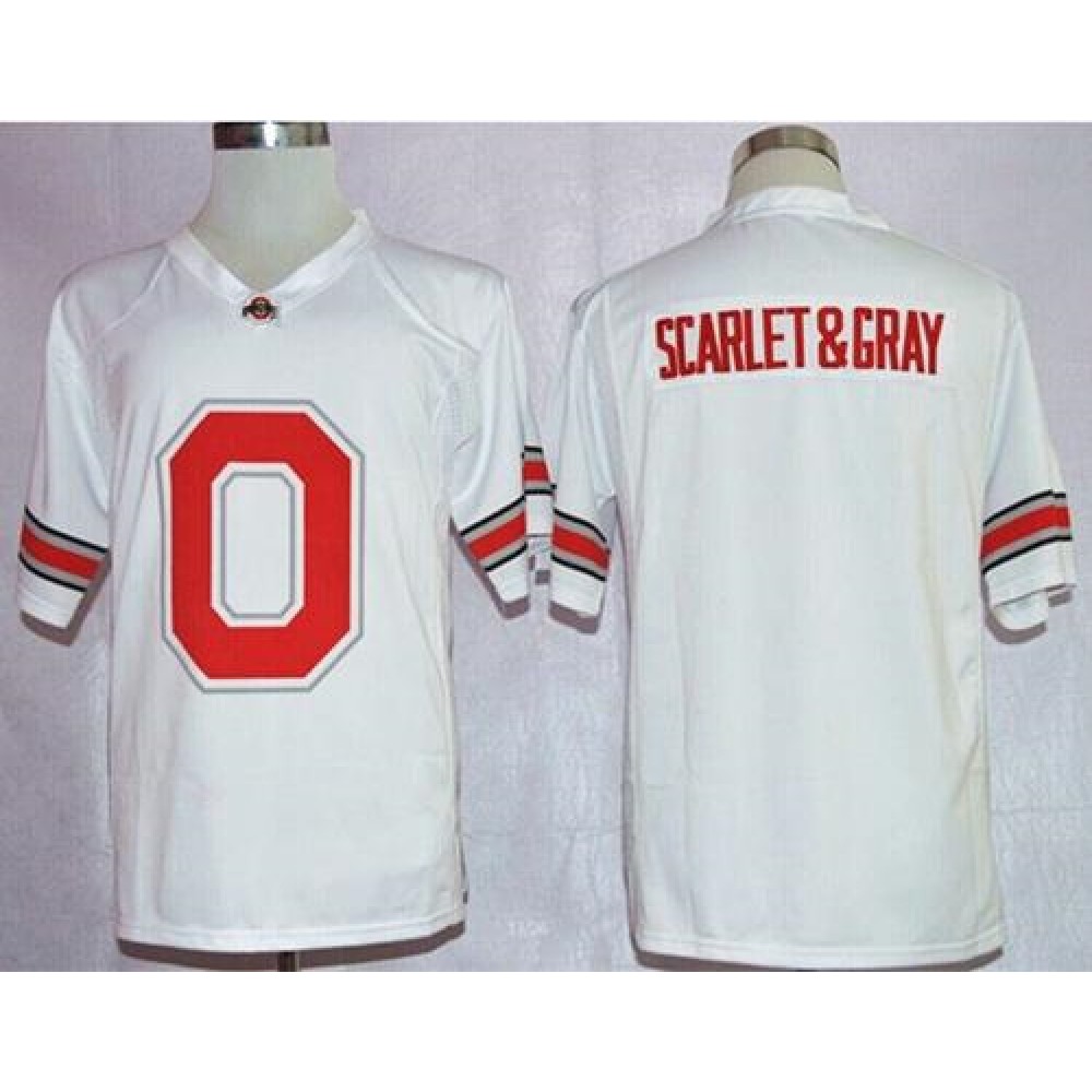 Buckeyes Scarlet & Gray White Pride Fashion Stitched NCAA Jersey 1