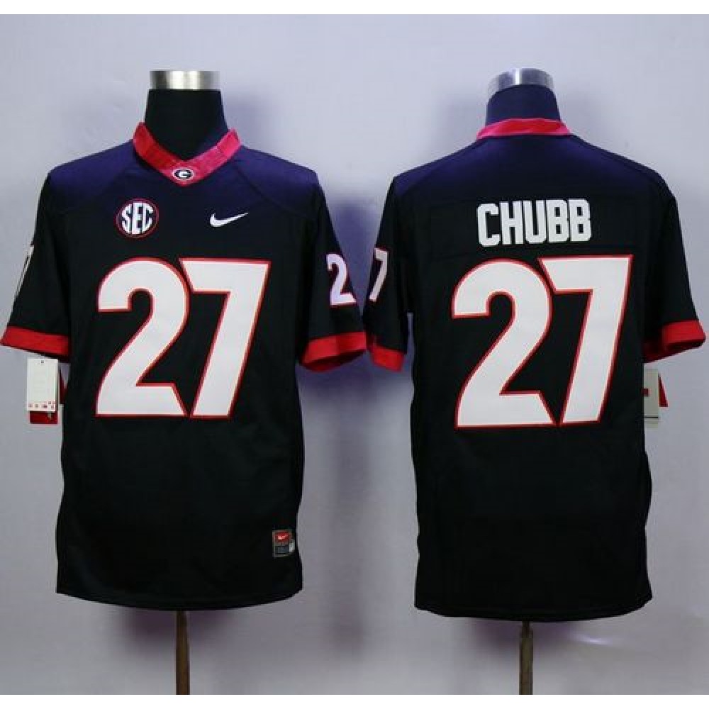 Bulldogs #27 Nick Chubb Black Limited Stitched NCAA Jersey 1