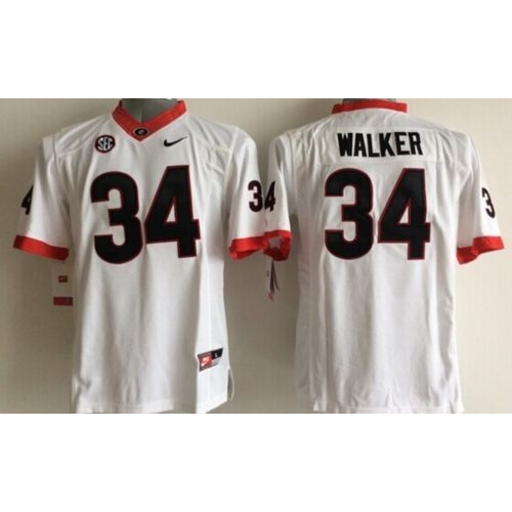 Bulldogs #34 Herschel Walker White Stitched Youth NCAA Jersey 1