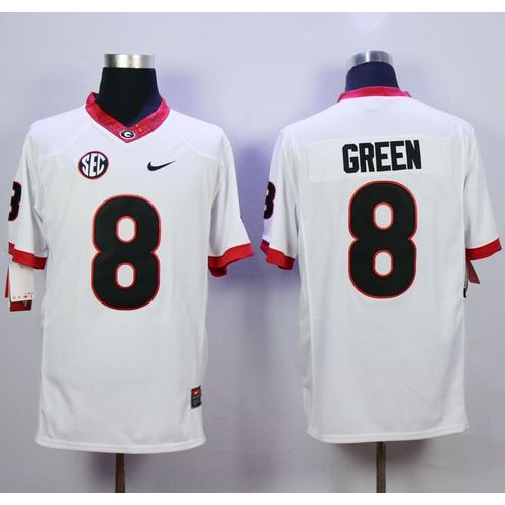 Bulldogs #8 A.J. Green White Limited Stitched NCAA Jersey 1