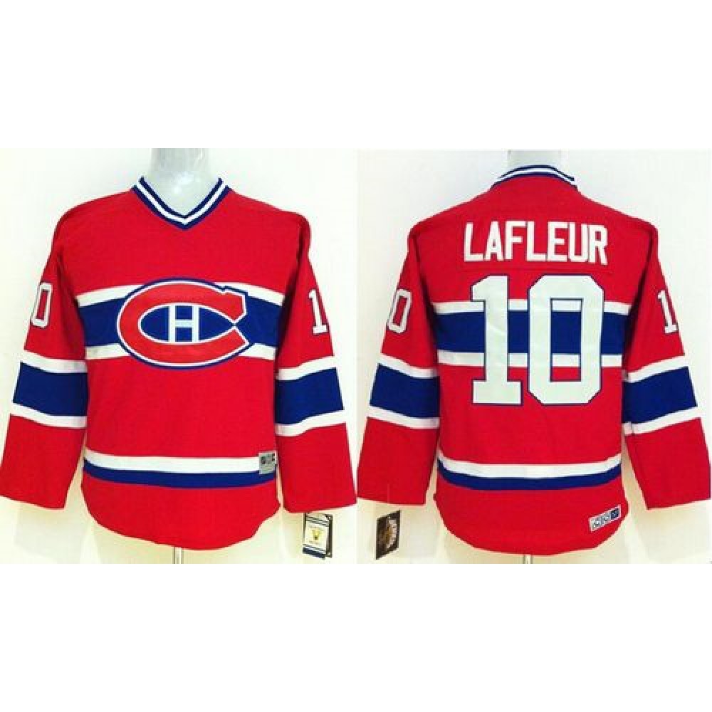 Canadiens #10 Guy Lafleur Red CCM Throwback Stitched Youth NHL Jersey 1