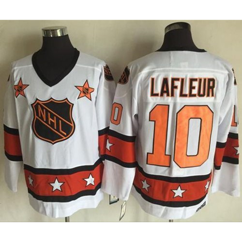 Canadiens #10 Guy Lafleur White/Orange All Star CCM Throwback Stitched NHL Jersey 1