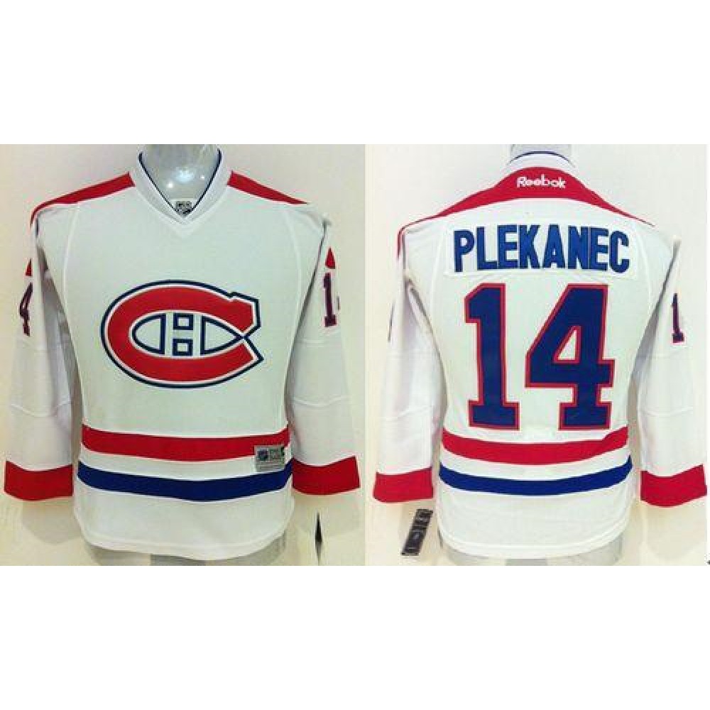 Canadiens #14 Tomas Plekanec White Stitched Youth NHL Jersey 1