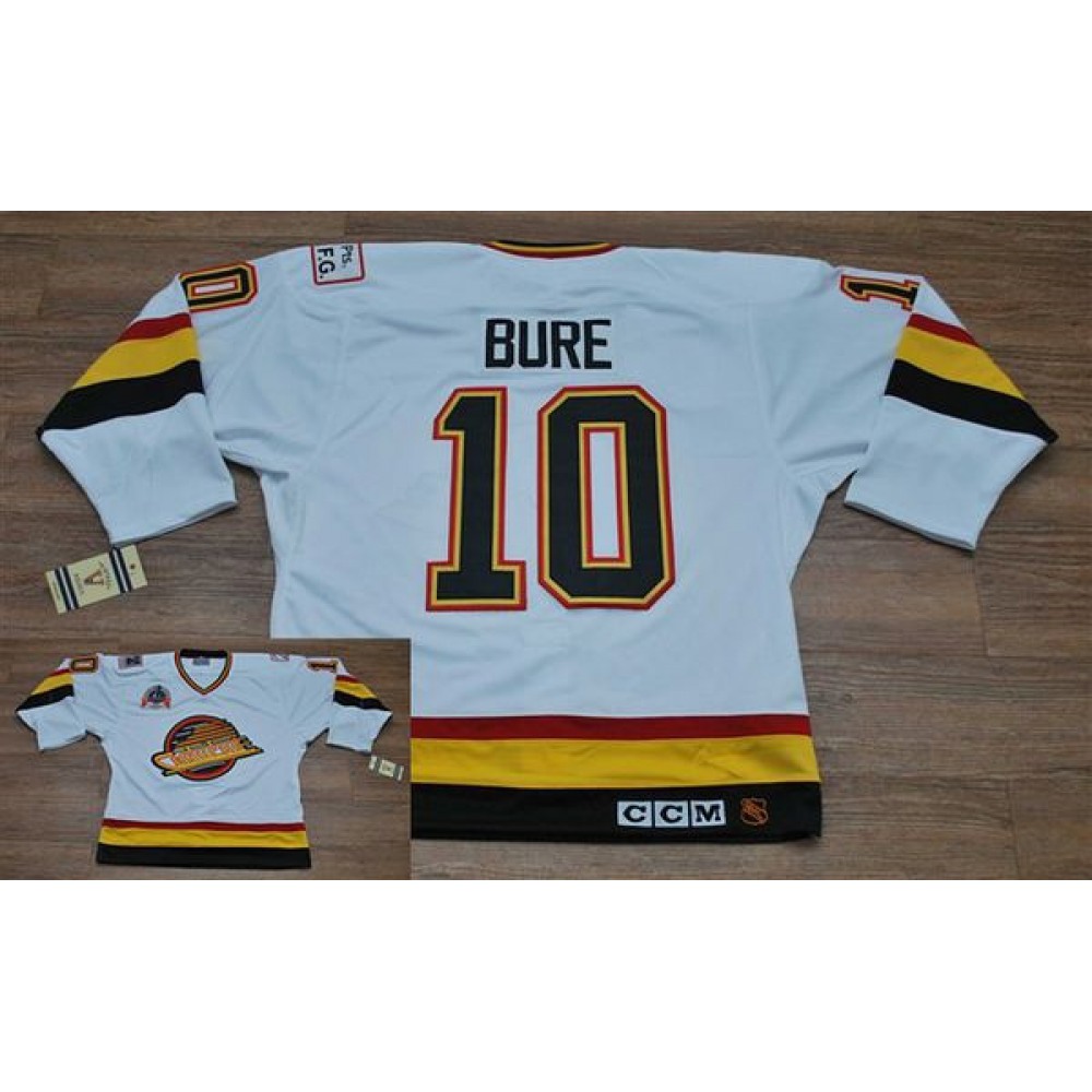 Canucks #10 Pavel Bure Stitched White CCM Throwback Vintage NHL Jersey 1