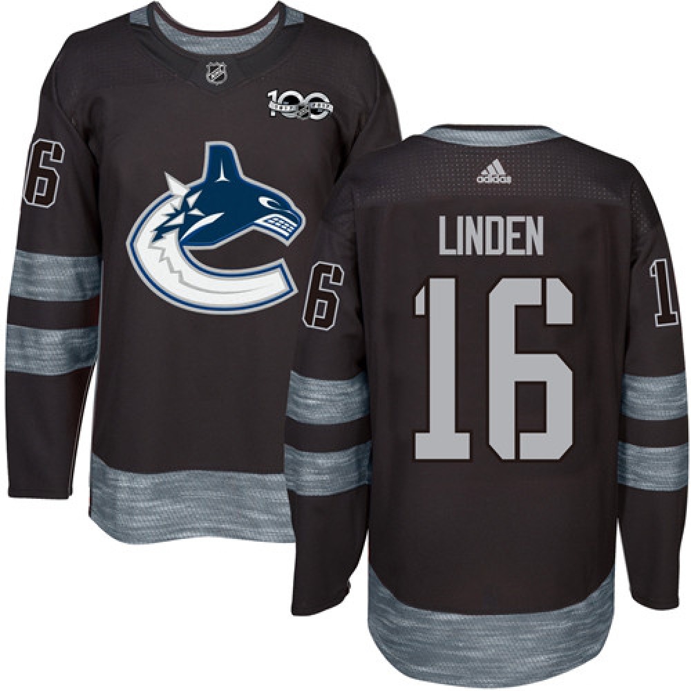 Canucks #16 Trevor Linden Black 1917-2017 100th Anniversary Stitched NHL Jersey 1