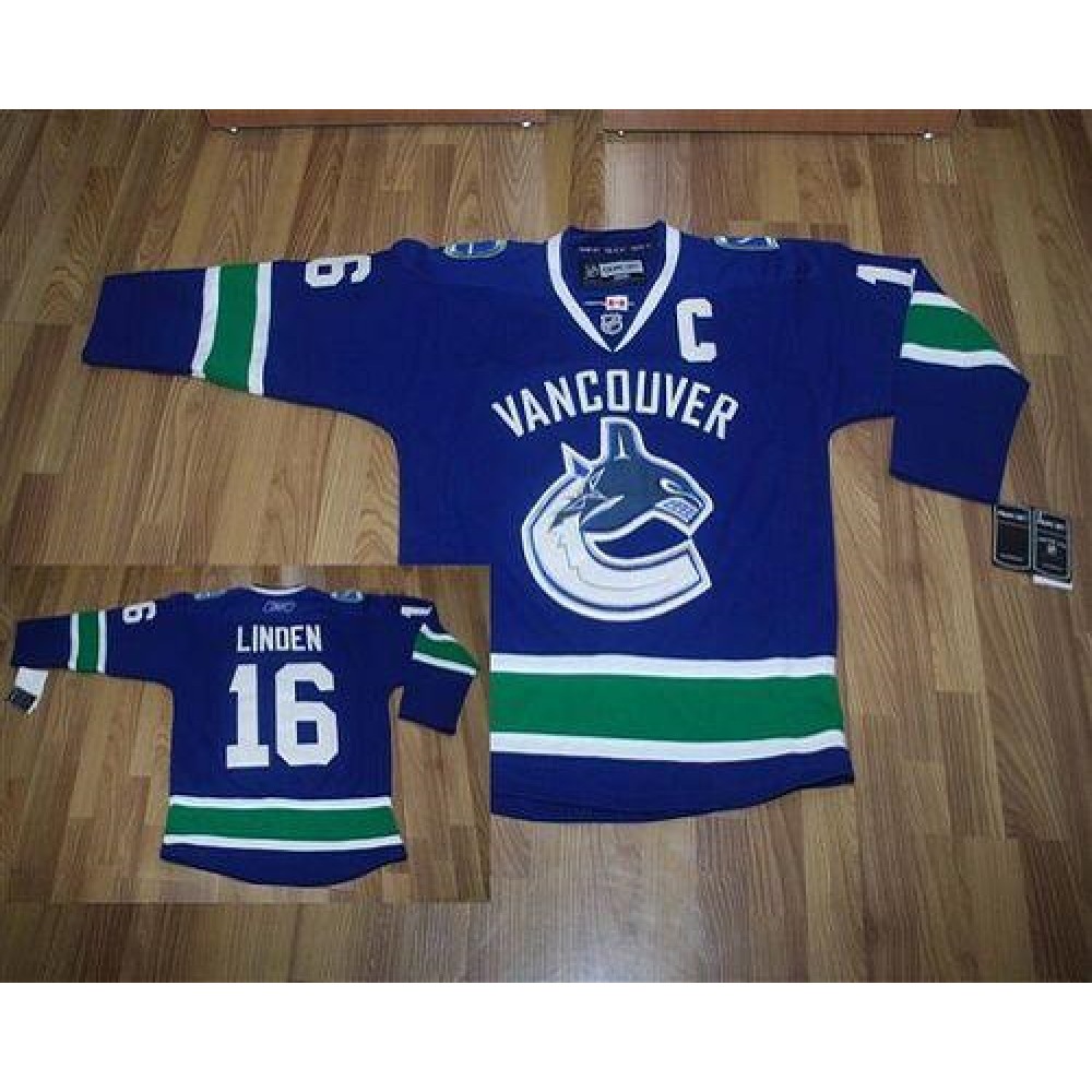Canucks #16 Trevor Linden Blue Stitched Youth NHL Jersey 1