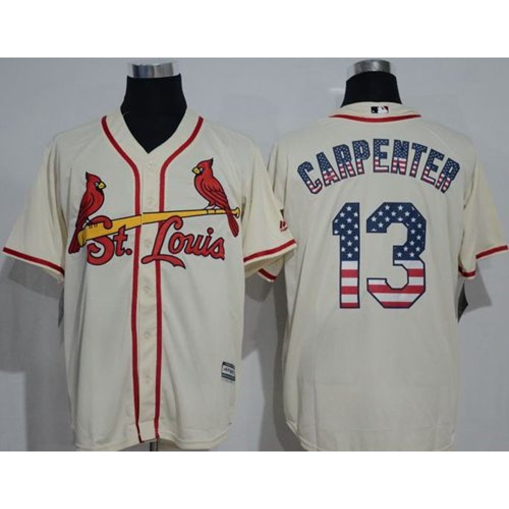 Cardinals #13 Matt Carpenter Cream USA Flag Fashion Stitched MLB Jersey 1