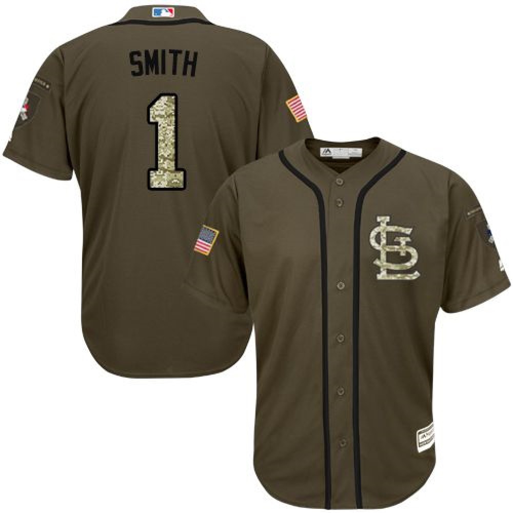 Cardinals #1 Ozzie Smith Green Salute to Service Stitched Youth MLB Jersey 1