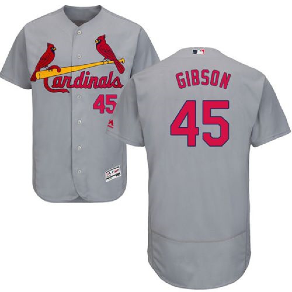 Cardinals #45 Bob Gibson Grey Flexbase Authentic Collection Stitched MLB Jersey 1
