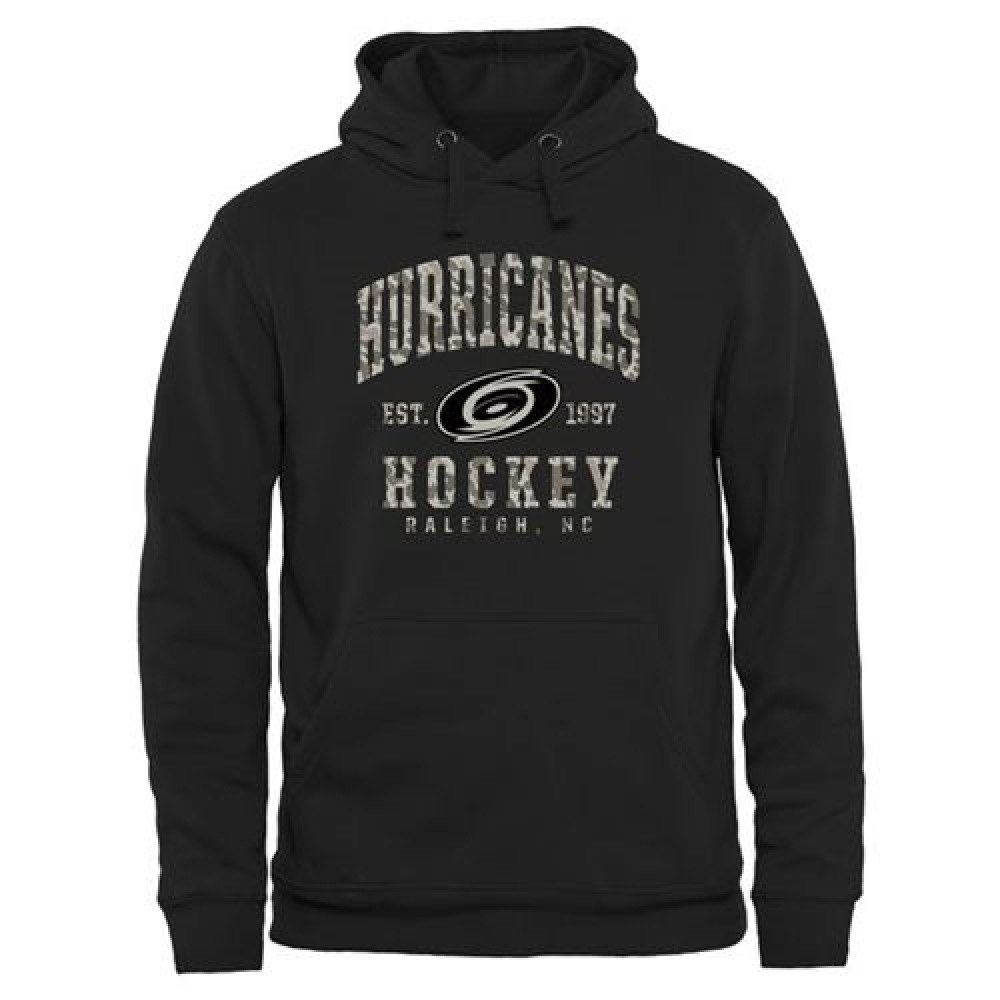 Carolina Hurricanes Camo Stack Pullover Hoodie Black 1