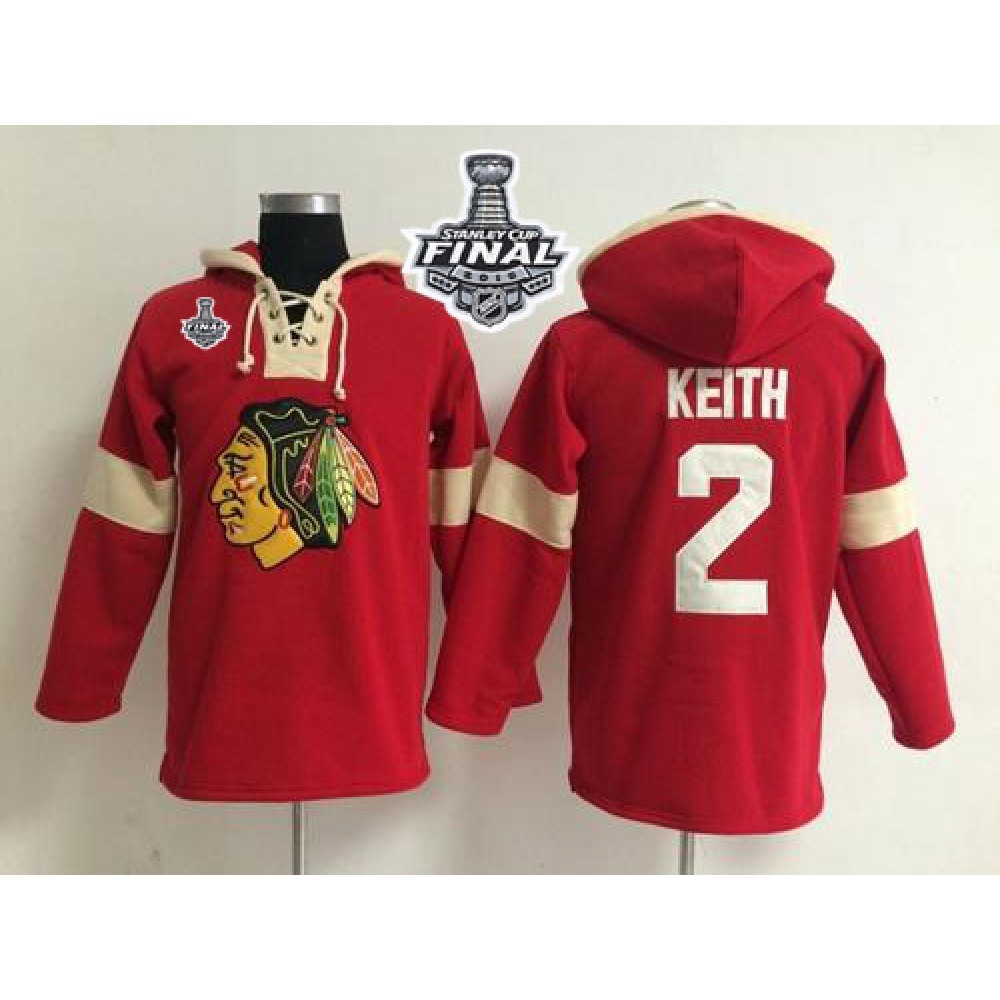 Chicago Blackhawks #2 Duncan Keith Red 2015 Stanley Cup Pullover NHL Hoodie 1