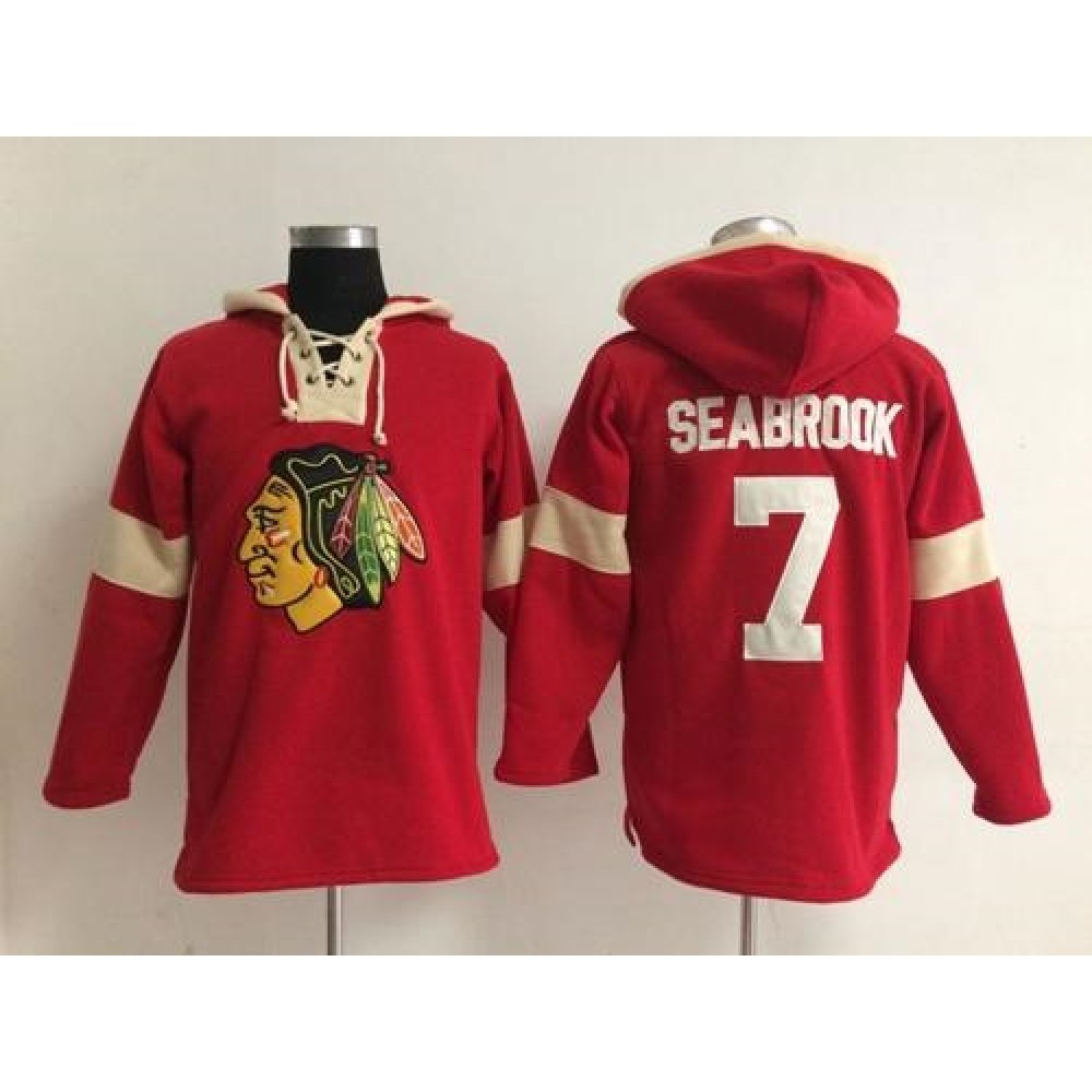 Chicago Blackhawks #7 Brent Seabrook Red Pullover NHL Hoodie 1