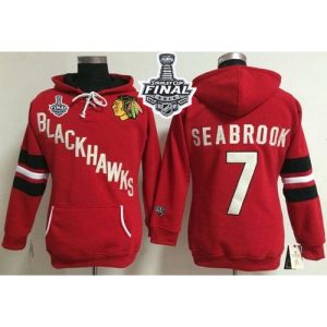 Chicago Blackhawks #7 Brent Seabrook Red Women's Old Time Heidi 2015 Stanley Cup NHL Hoodie