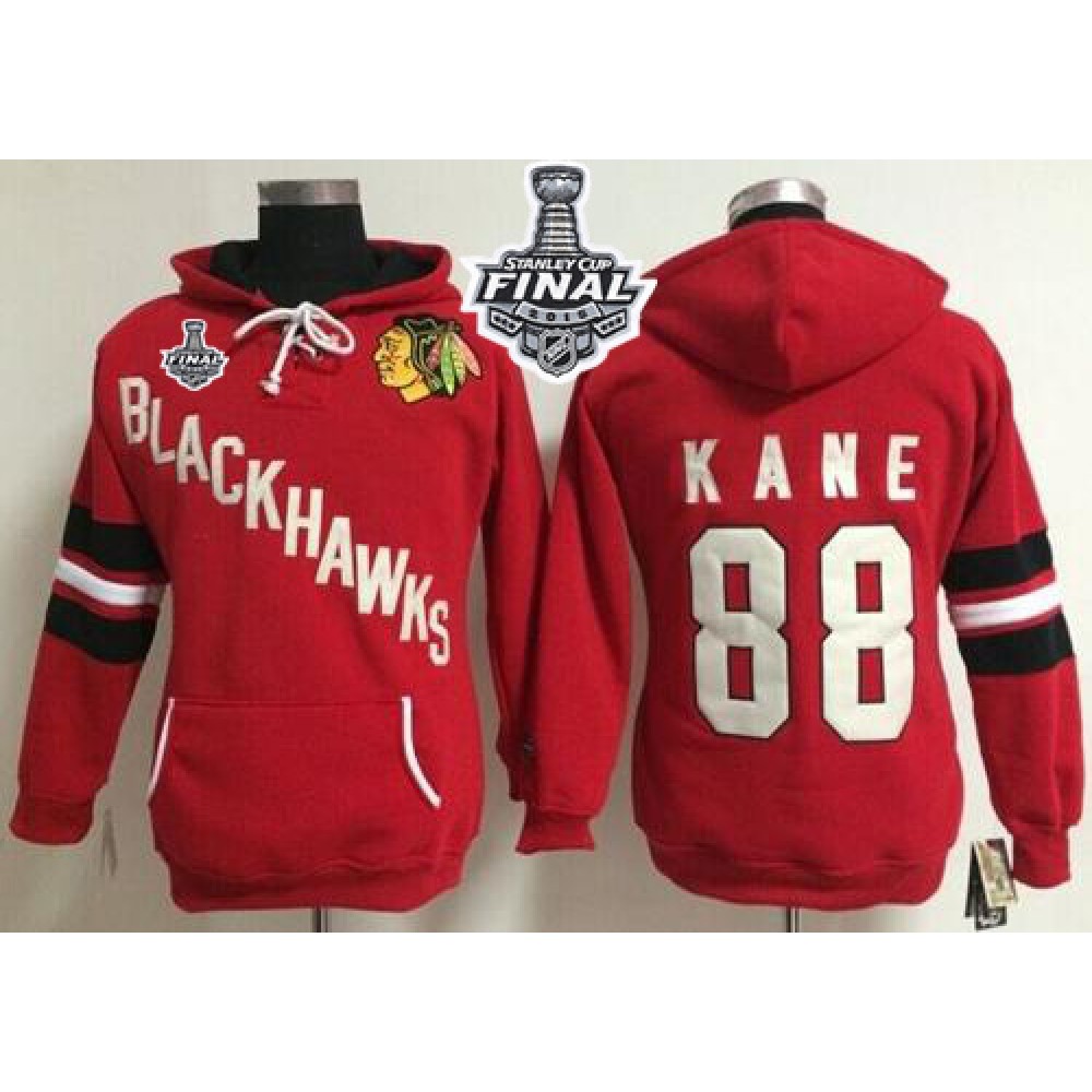 Chicago Blackhawks #88 Patrick Kane Red Women's Old Time Heidi 2015 Stanley Cup NHL Hoodie 1