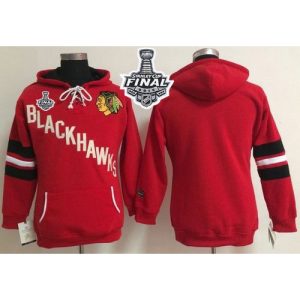 Chicago Blackhawks Blank Red Women's Old Time Heidi 2015 Stanley Cup NHL Hoodie