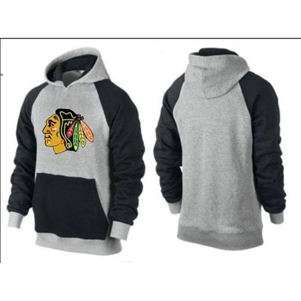 Chicago Blackhawks Pullover Hoodie Grey & Black 1