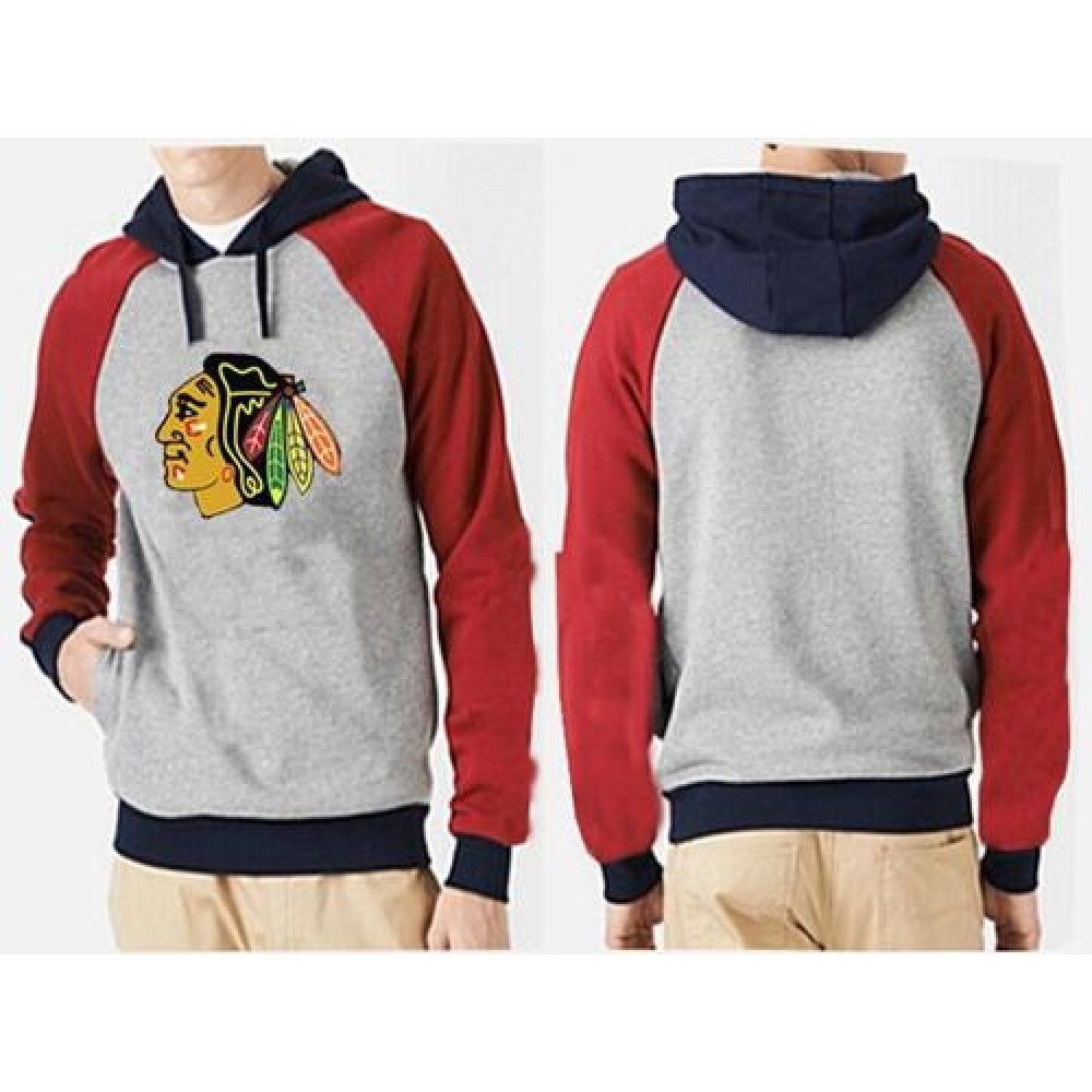Chicago Blackhawks Pullover Hoodie Grey & Red 1
