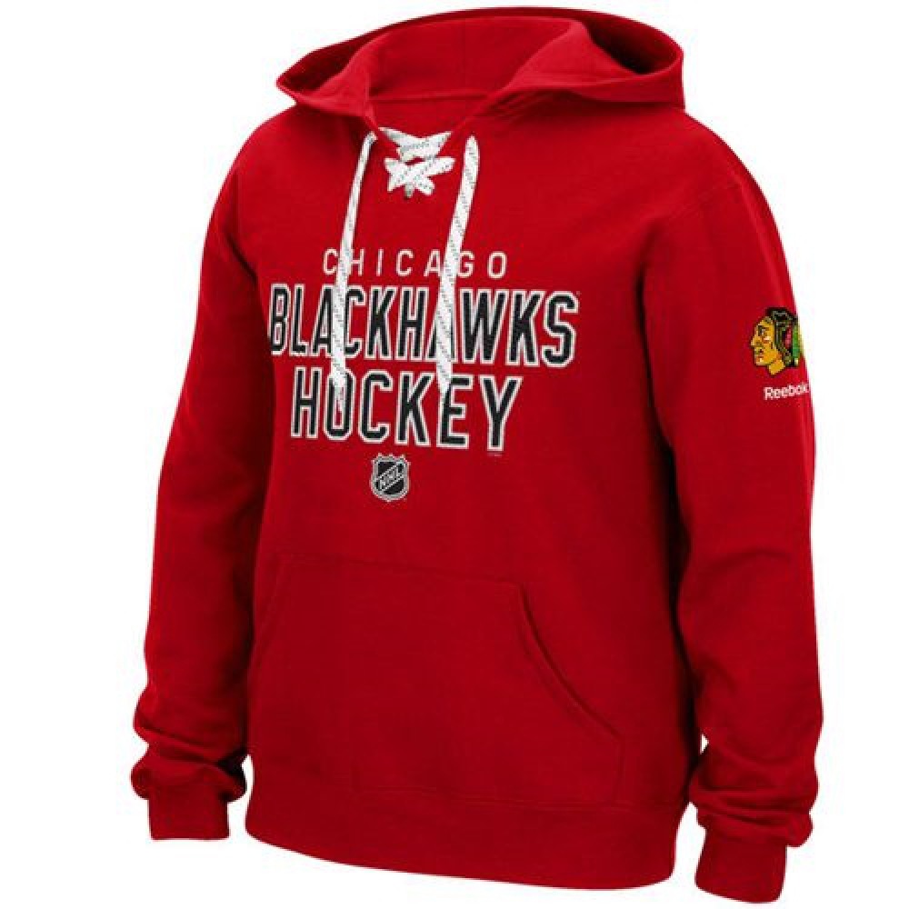 Chicago Blackhawks Reebok Stitch Em Up Lace Hoodie Red 1