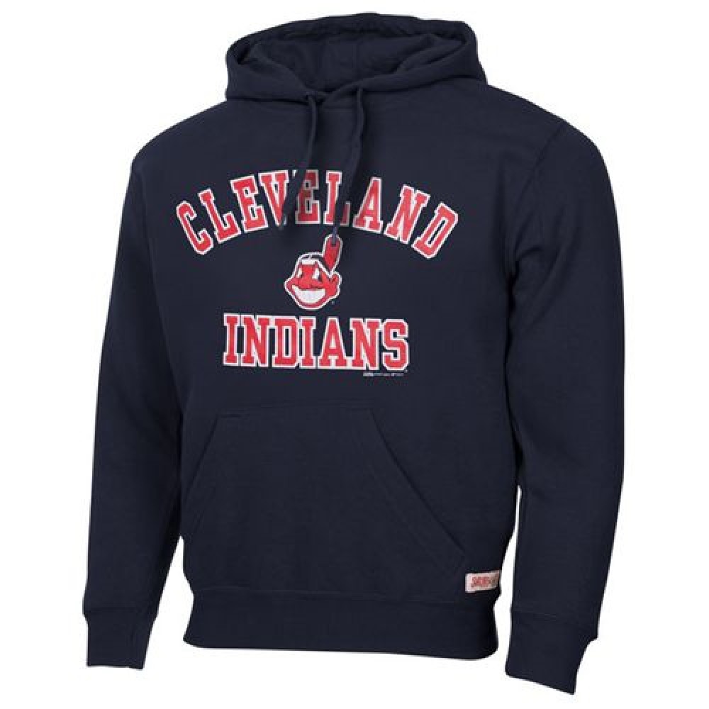 Cleveland indians Fastball Fleece Pullover Navy Blue MLB Hoodie 1