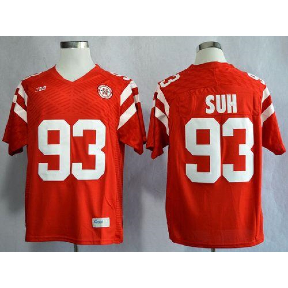 Cornhuskers #93 Ndamukong Suh Red New Big 10 Stitched NCAA Jersey 1