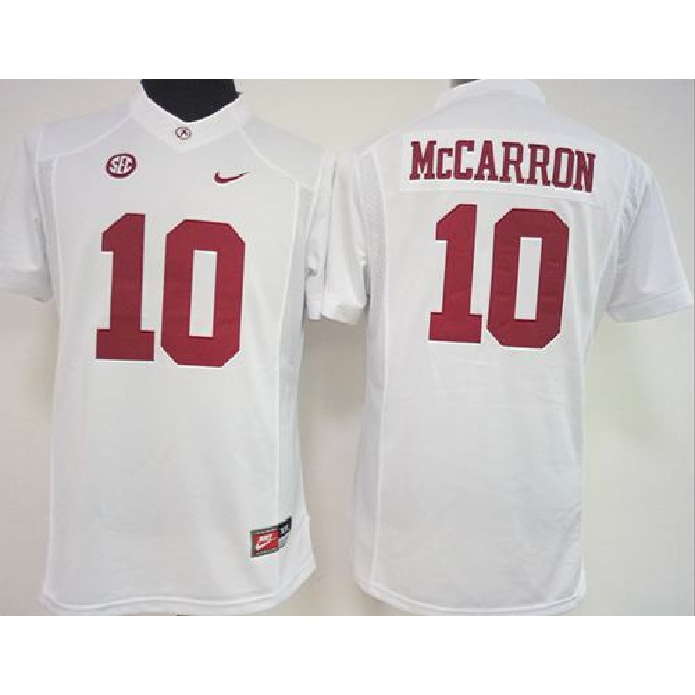 Crimson Tide #10 AJ McCarron White Women's Stitched NCAA Jersey 1