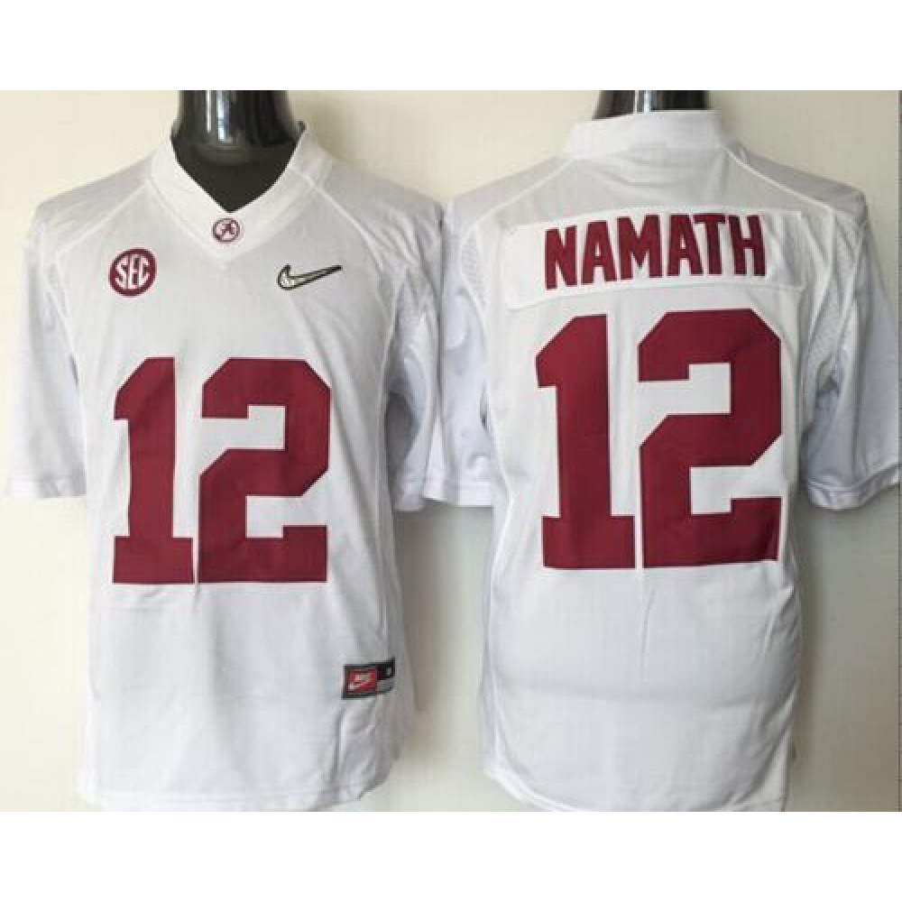Crimson Tide #12 Joe Namath White 2016 National Championship Stitched NCAA Jersey 1