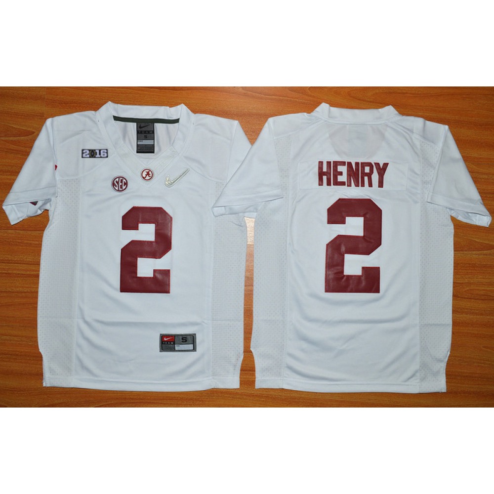 Crimson Tide #2 Derrick Henry White 2016 National Championship Stitched Youth NCAA Jersey 1