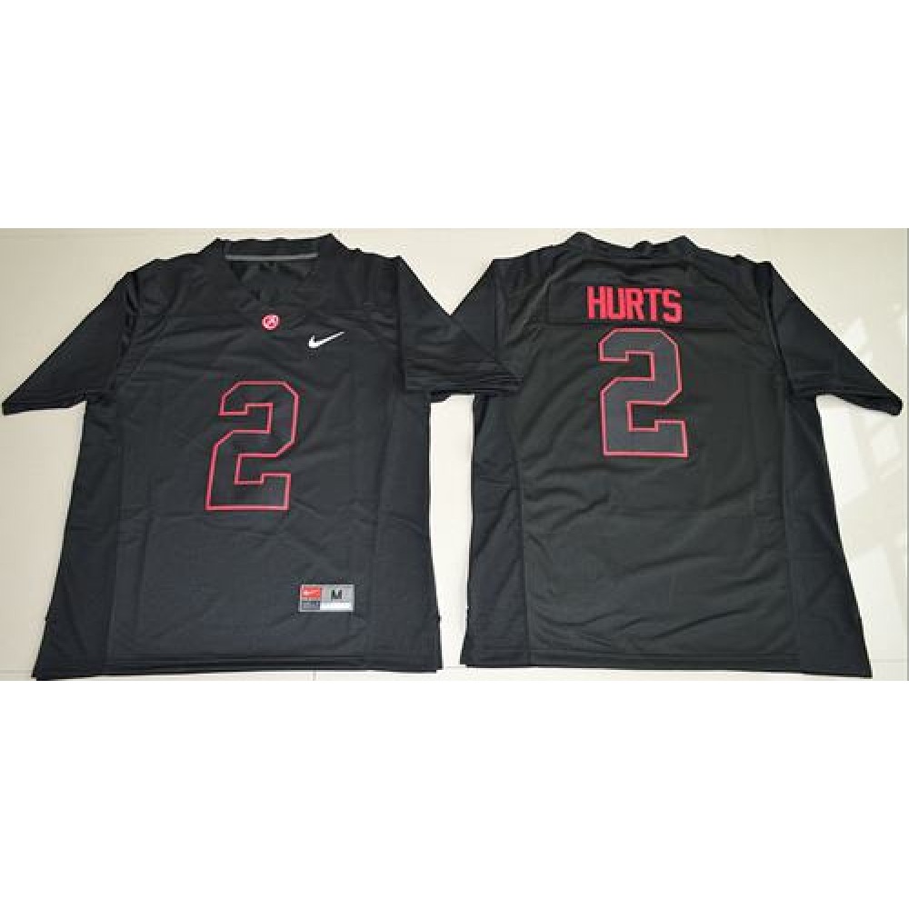 Crimson Tide #2 Jalen Hurts Blackout Limited Stitched NCAA Jersey 1