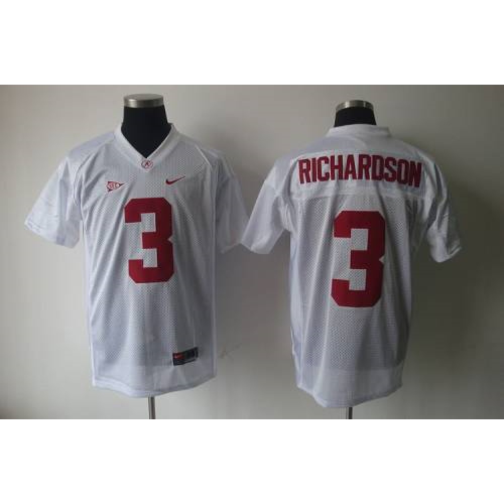Crimson Tide #3 Trent Richardson White Stitched NCAA Jersey 1
