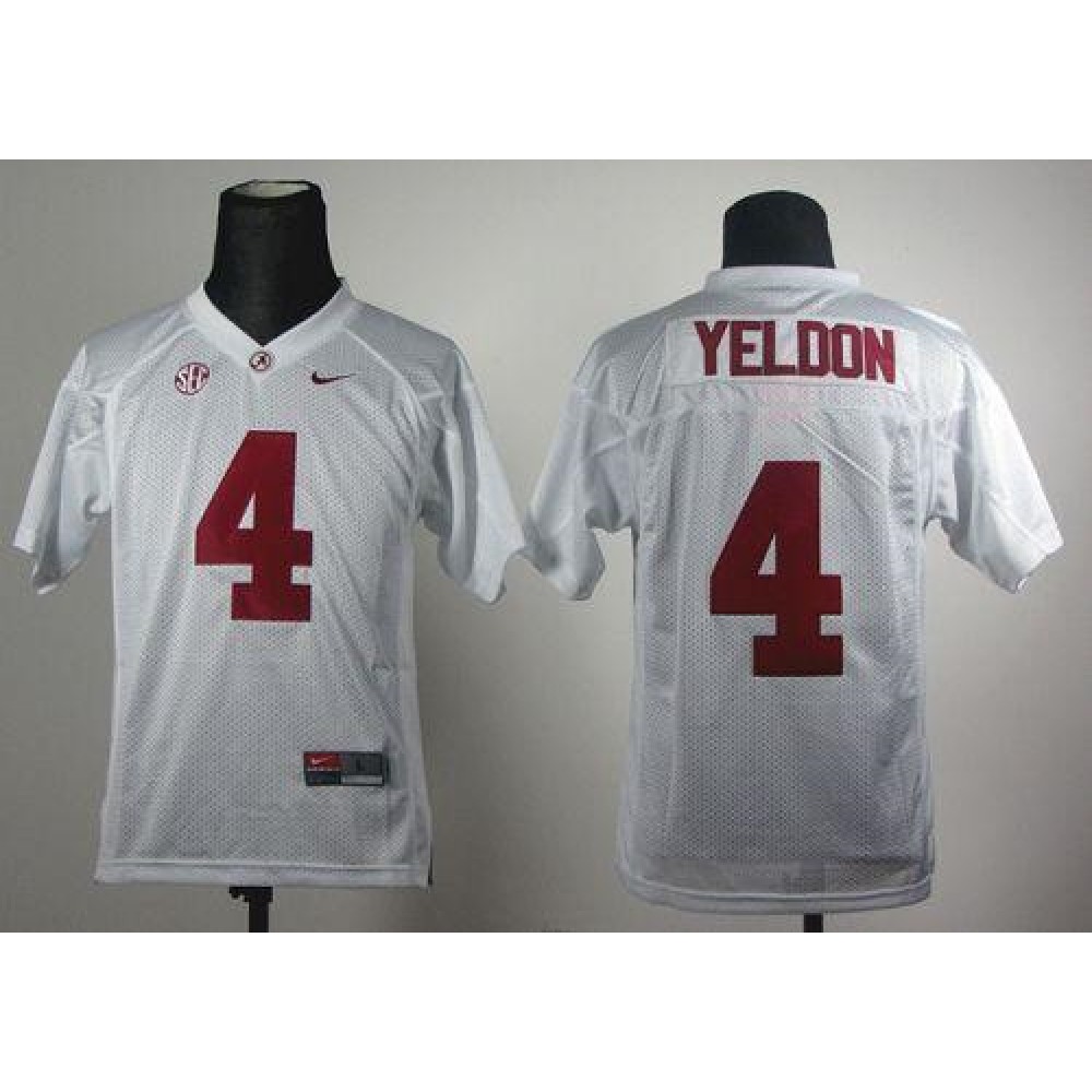 Crimson Tide #4 T.J Yeldon White Stitched Youth NCAA Jersey 1