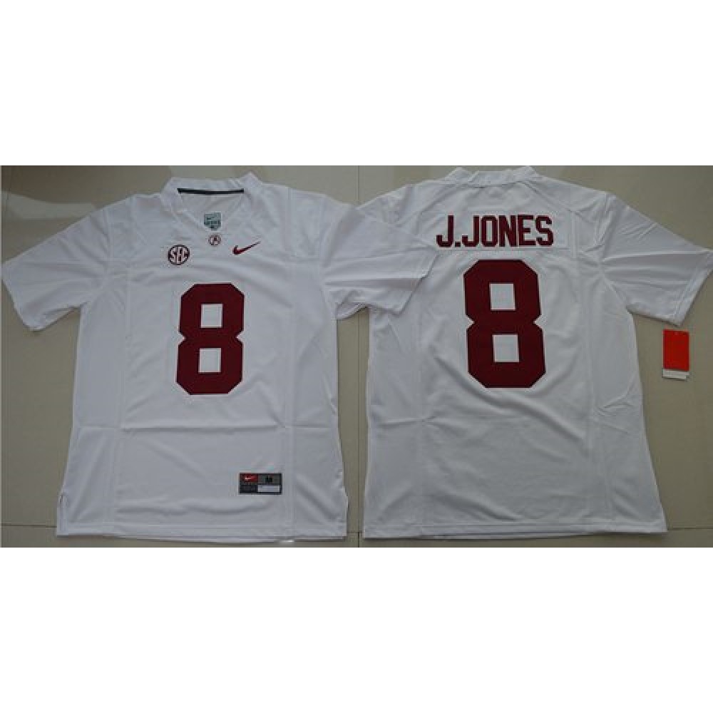 Crimson Tide #8 Julio Jones White Stitched NCAA Jersey 1