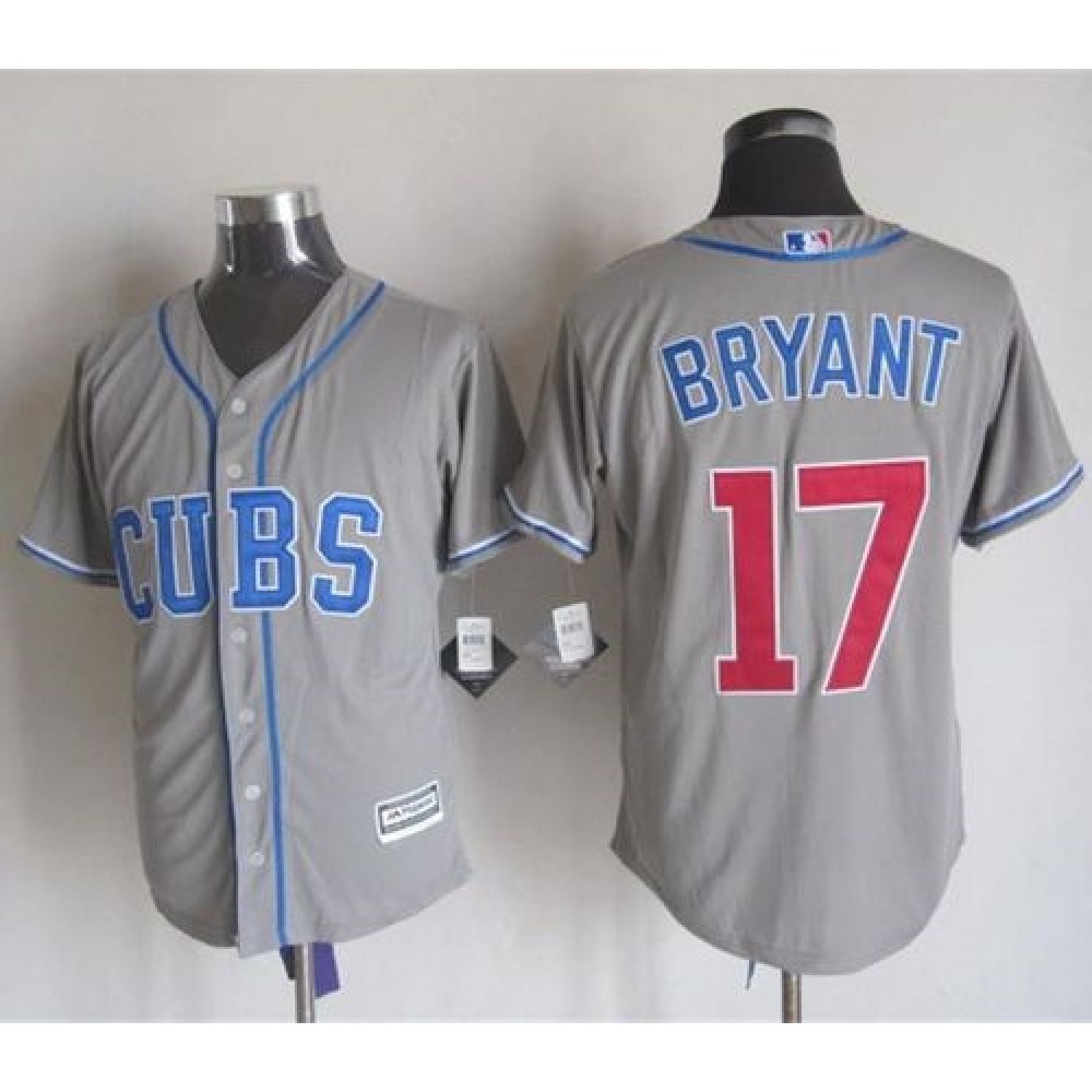 Cubs #17 Kris Bryant Grey Alternate Road New Cool Base Stitched MLB Jersey 1