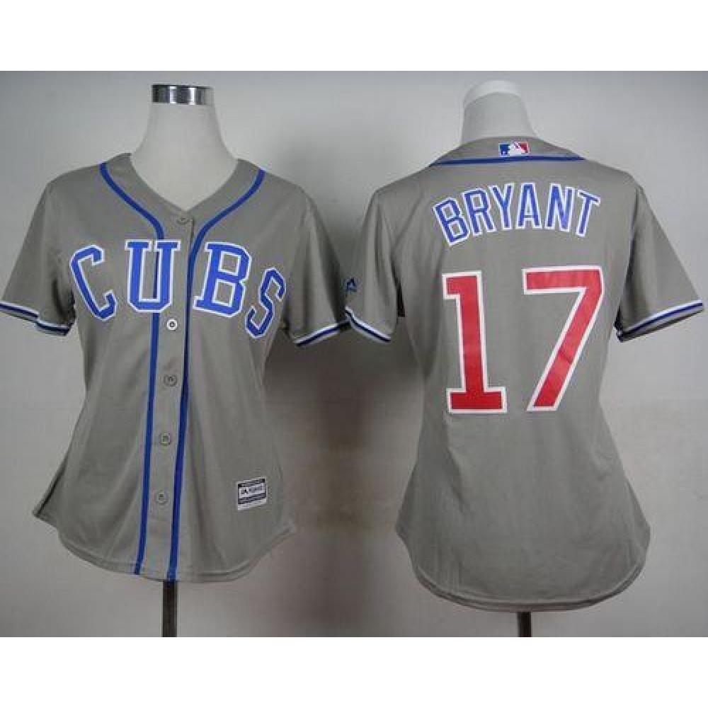 Cubs #17 Kris Bryant Grey Alternate Road Women's Stitched MLB Jersey 1