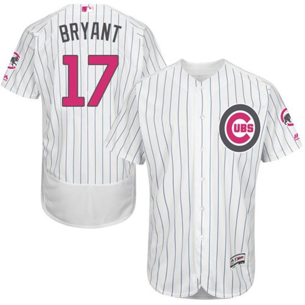 Cubs #17 Kris Bryant White(Blue Strip) Flexbase Authentic Collection 2016 Mother's Day Stitched MLB Jersey 1