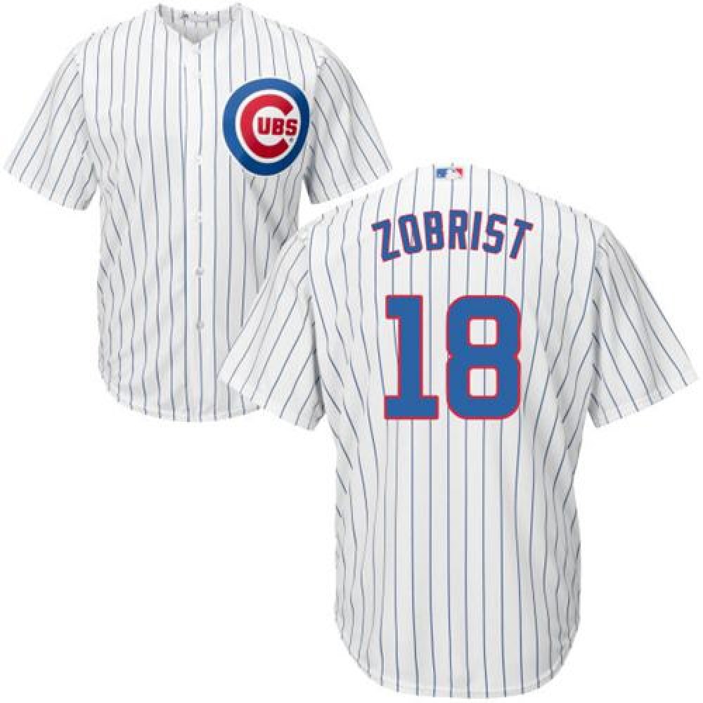 Cubs #18 Ben Zobrist White Home Stitched Youth MLB Jersey 1