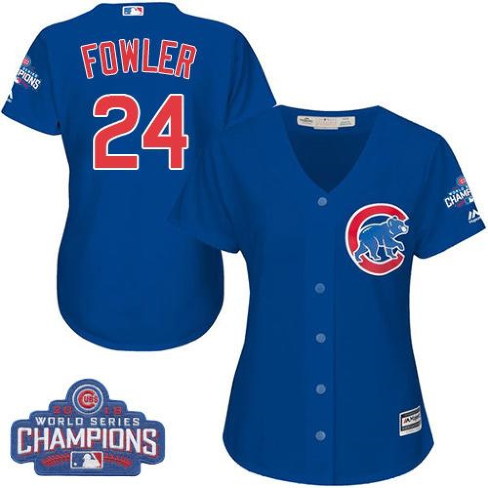 Cubs #24 Dexter Fowler Blue Alternate 2016 World Series Champions Women's Stitched MLB Jersey 1