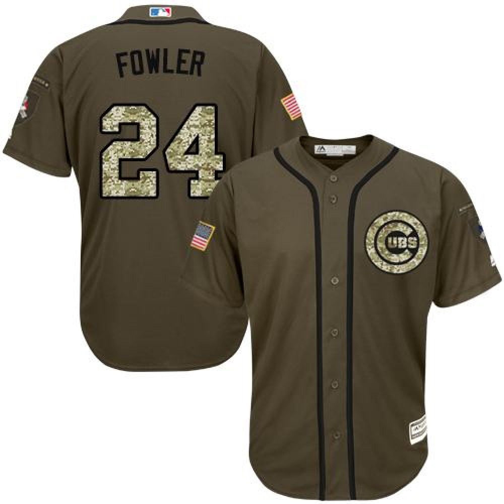 Cubs #24 Dexter Fowler Green Salute to Service Stitched Youth MLB Jersey 1