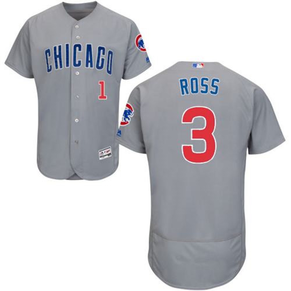 Cubs #3 David Ross Grey Flexbase Authentic Collection Road Stitched MLB Jersey 1