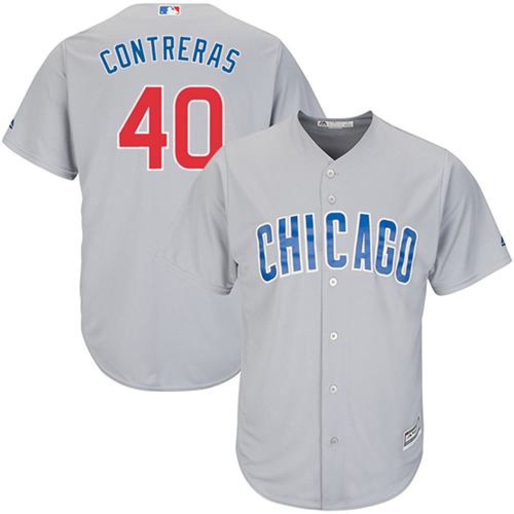 Cubs #40 Willson Contreras Grey Road Stitched Youth MLB Jersey 1