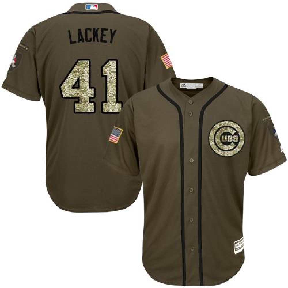 Cubs #41 John Lackey Green Salute to Service Stitched MLB Jersey 1