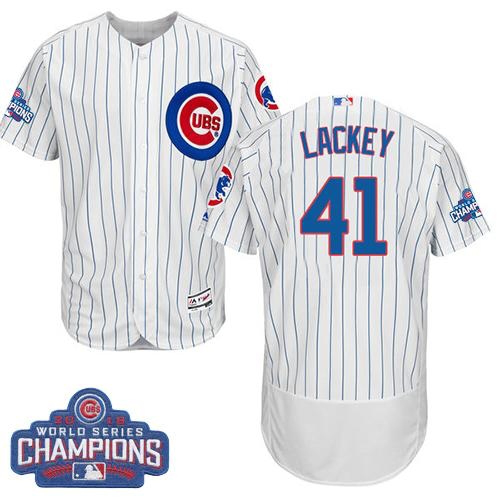 Cubs #41 John Lackey White Flexbase Authentic Collection 2016 World Series Champions Stitched MLB Jersey 1